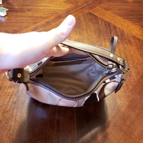 Coach handbag, NWOT, unused, brown, cream, olive - Picture 4 of 5